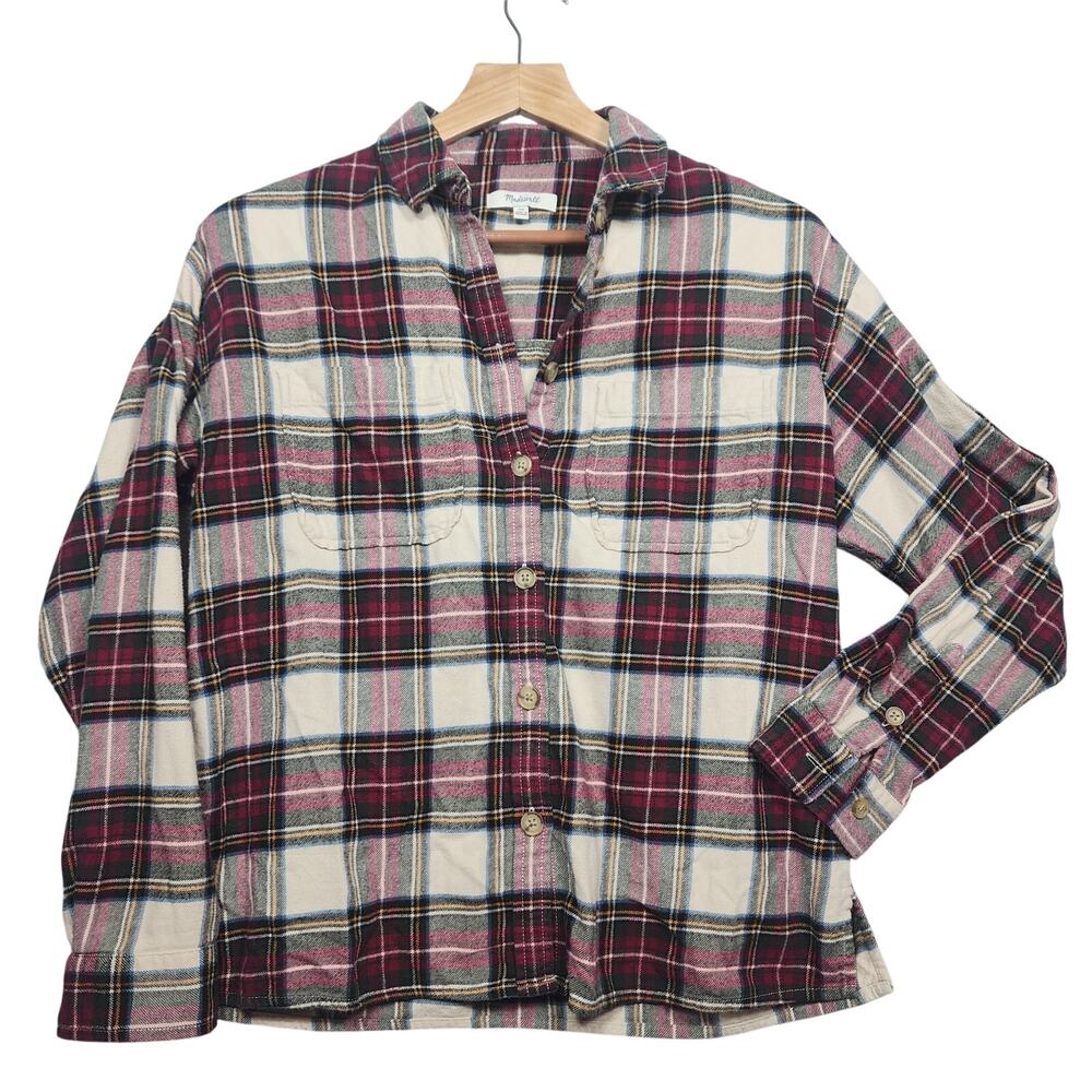 Madewell Tartan Plaid Brushed Multi Flannel Button Up Top Size XS